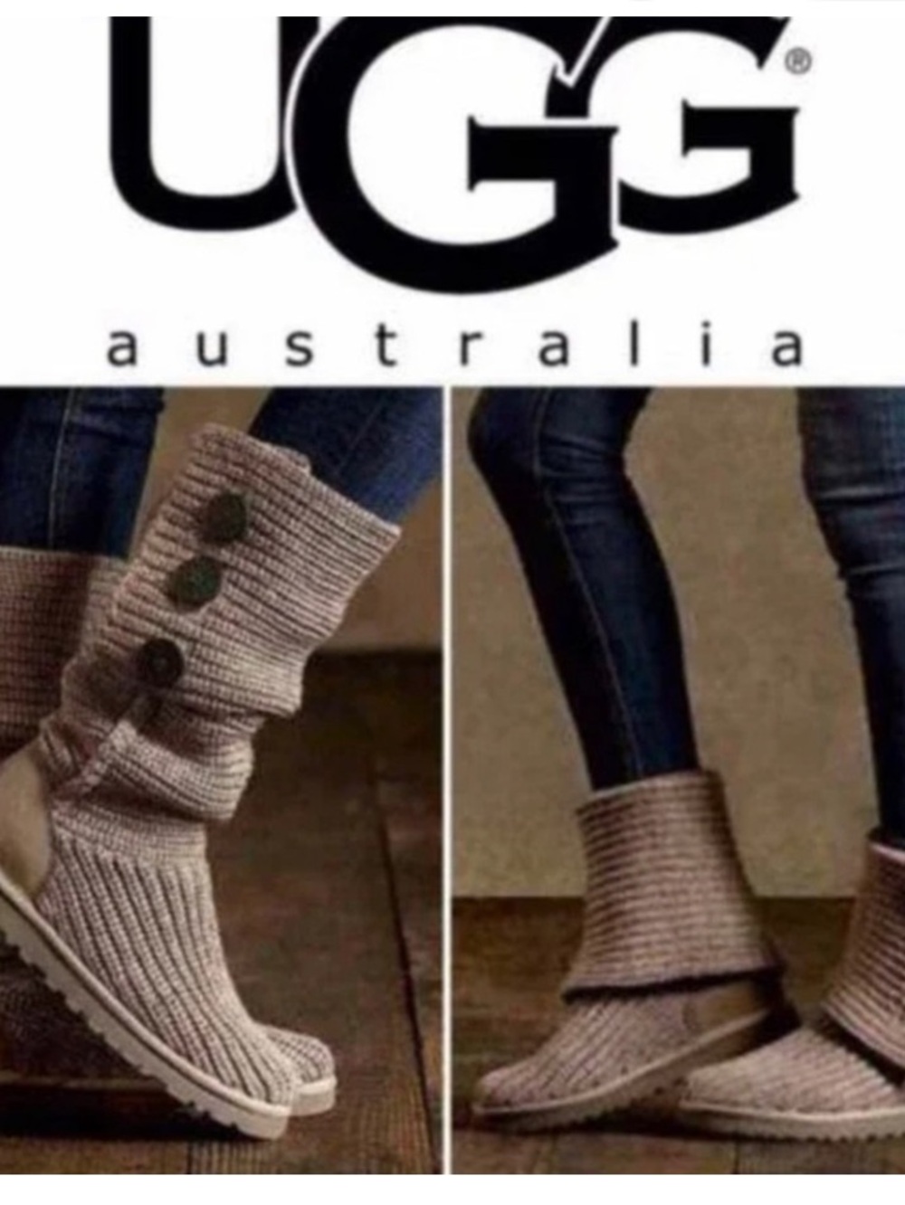 Ugg button detail knit slipper boot